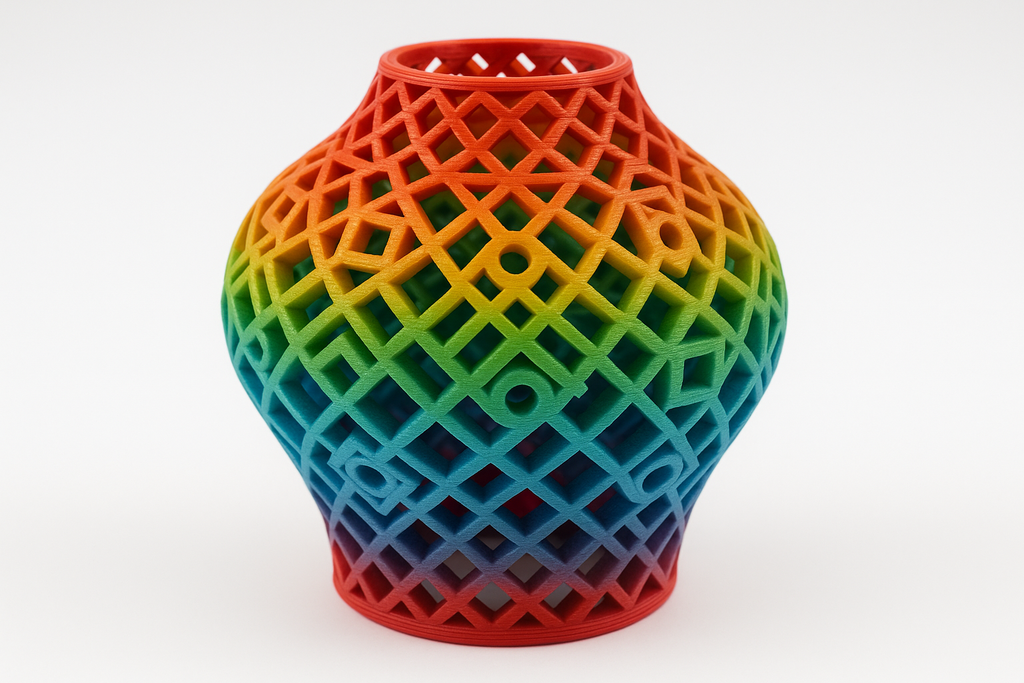 3D printed decorative object with geometric patterns