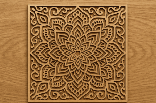 Laser cut wooden design with intricate patterns